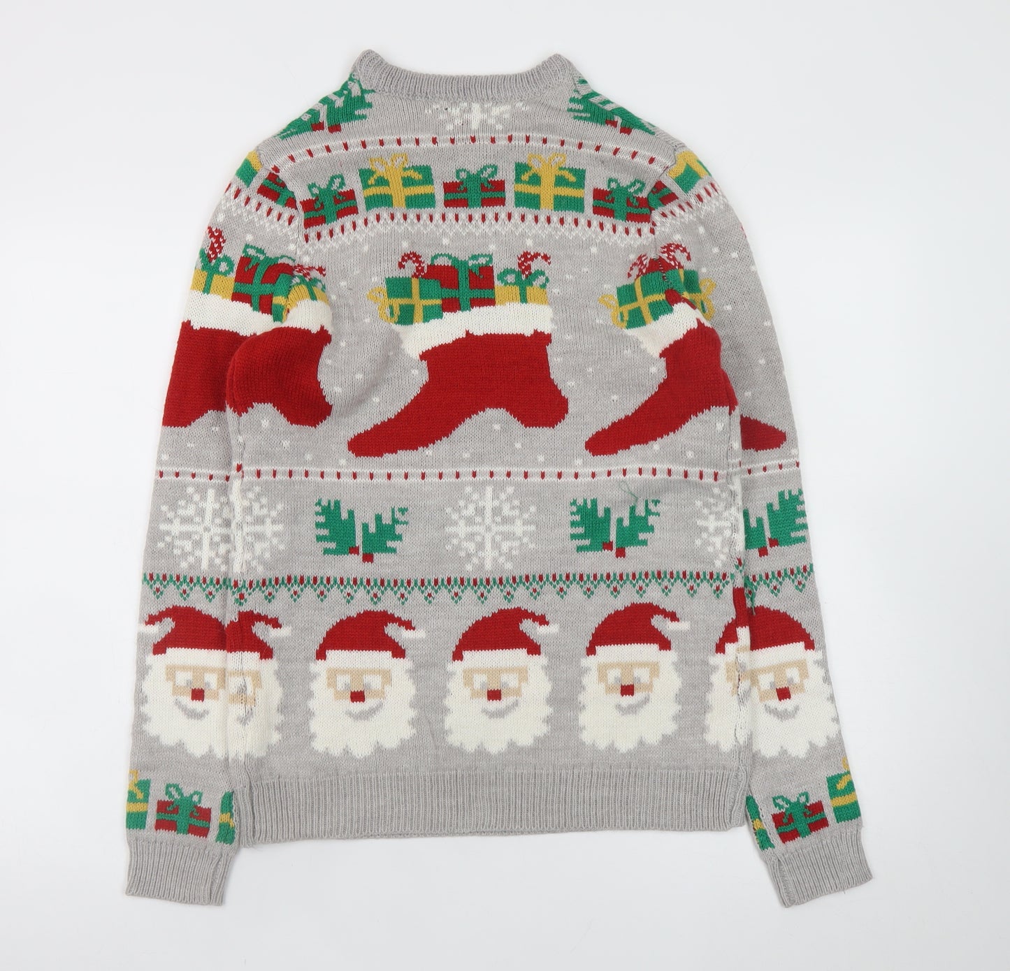 Merry Christmas Men's Grey Santa Graphic Pullover Jumper M