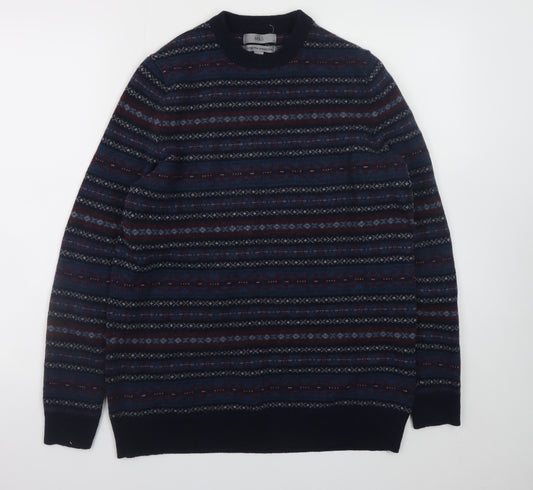 Marks and Spencer Men's Multicoloured Wool Fair Isle Jumper L