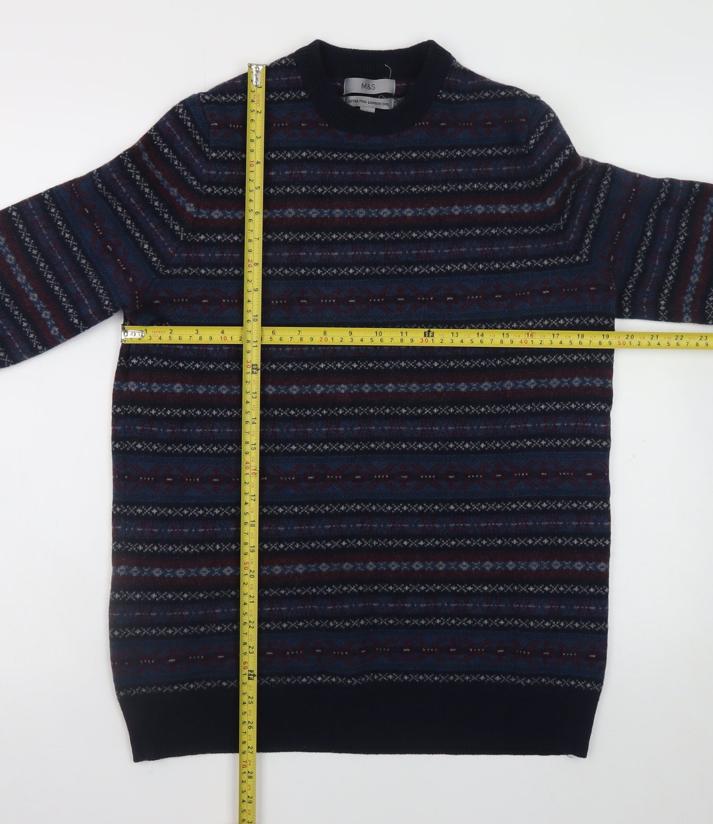 Marks and Spencer Men's Multicoloured Wool Fair Isle Jumper L
