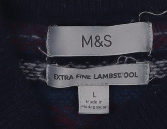 Marks and Spencer Men's Multicoloured Wool Fair Isle Jumper L