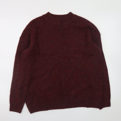 Topshop Women’s Red Mohair Blend Crew Neck Pullover Jumper UK 12