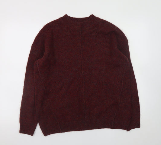 Topshop Women’s Red Mohair Blend Crew Neck Pullover Jumper UK 12