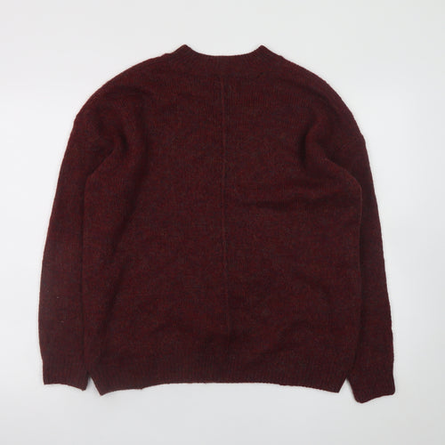 Topshop Women’s Red Mohair Blend Crew Neck Pullover Jumper UK 12