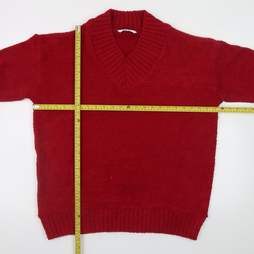 Next Women Red V-Neck Long Sleeve Pullover Jumper Size L