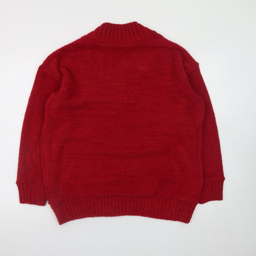 Next Women Red V-Neck Long Sleeve Pullover Jumper Size L