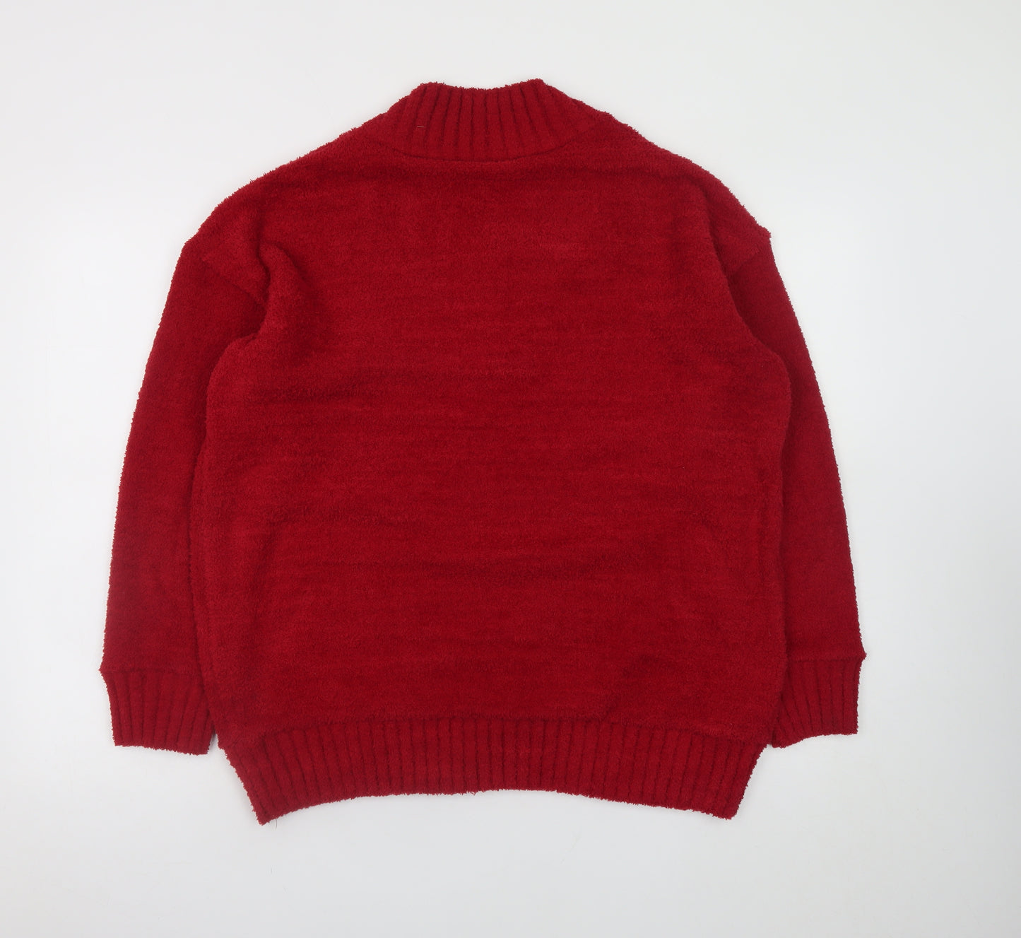 Next Women Red V-Neck Long Sleeve Pullover Jumper Size L