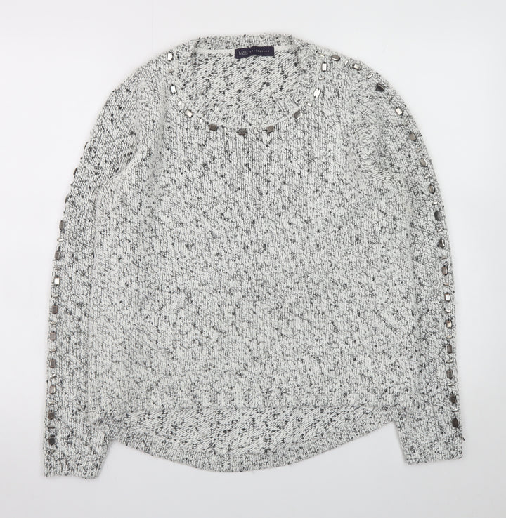 Marks and Spencer Women Grey Jewel Knit Acrylic Wool Jumper Size 14