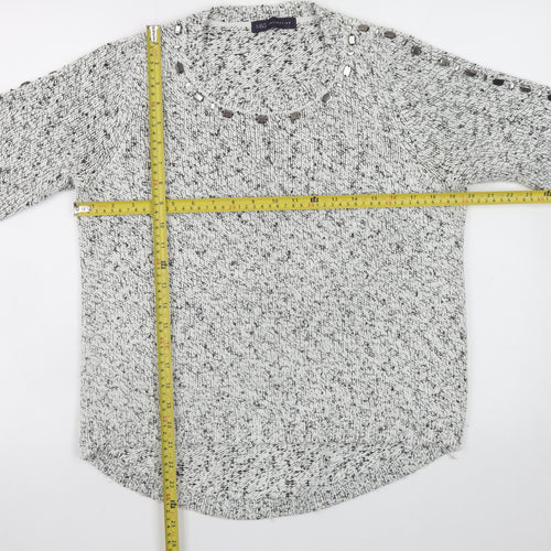 Marks and Spencer Women Grey Jewel Knit Acrylic Wool Jumper Size 14