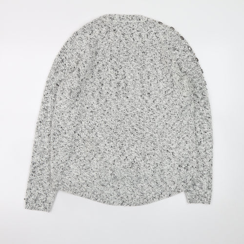 Marks and Spencer Women Grey Jewel Knit Acrylic Wool Jumper Size 14