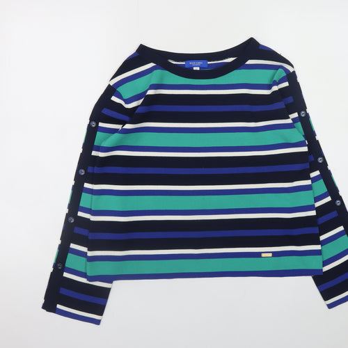 Blue Label Crestbridge Women's Multicolour Striped Boat Neck Cotton Jumper Size 10