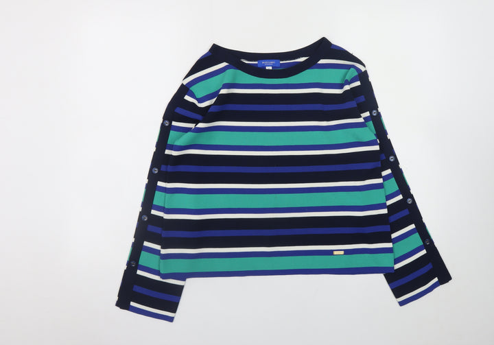 Blue Label Crestbridge Women's Multicolour Striped Boat Neck Cotton Jumper Size 10