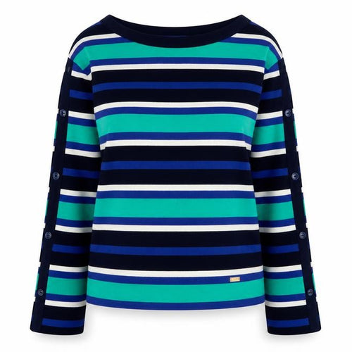 Blue Label Crestbridge Women's Multicolour Striped Boat Neck Cotton Jumper Size 10