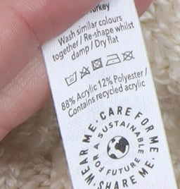 George Womens Ivory Cable-Knit V-Neck Pullover Jumper M 12-14