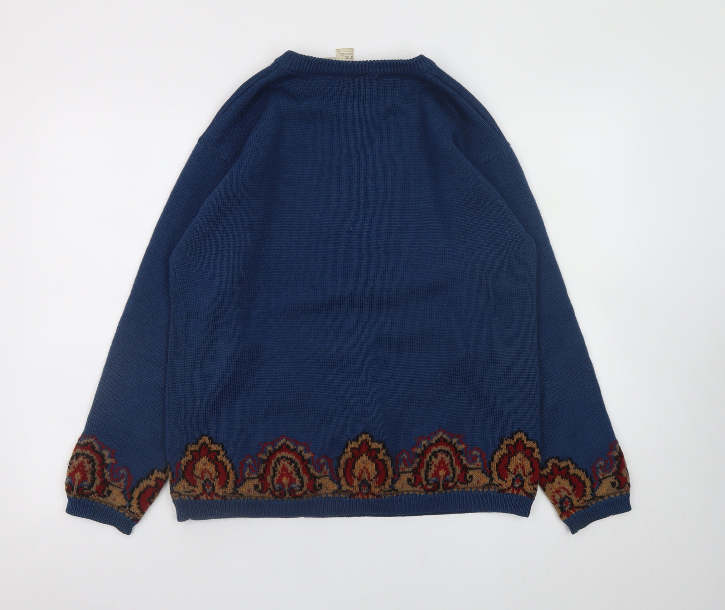 JH Collectibles Womens Blue Wool Fox Hunting Horse Dog Vintage Jumper M