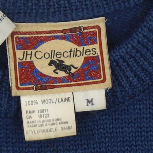 JH Collectibles Womens Blue Wool Fox Hunting Horse Dog Vintage Jumper M