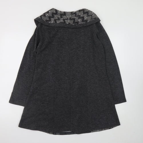 Nina Murati Women Grey Knit Shift Dress L Long Sleeve Cowl Neck