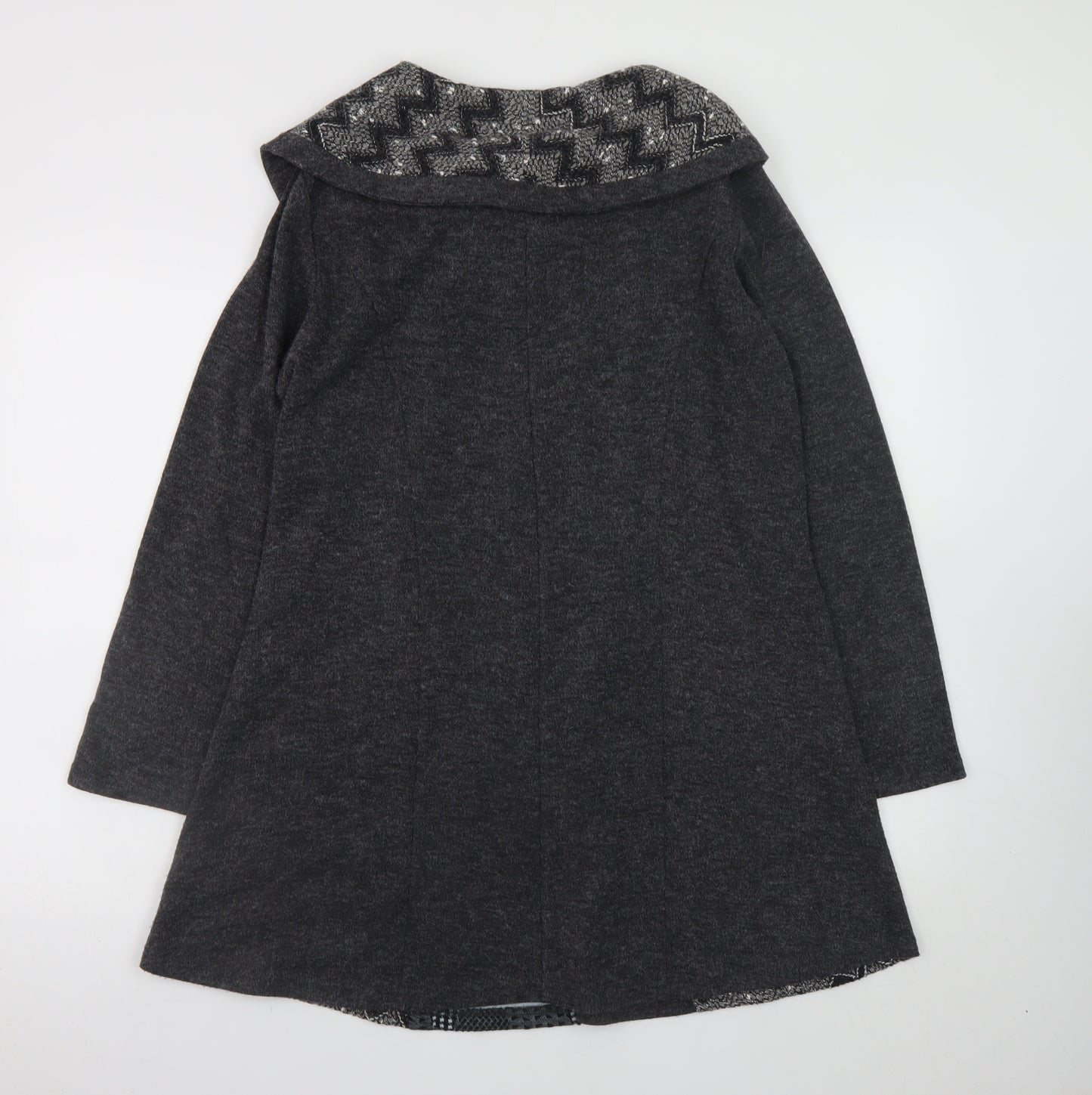 Nina Murati Women Grey Knit Shift Dress L Long Sleeve Cowl Neck