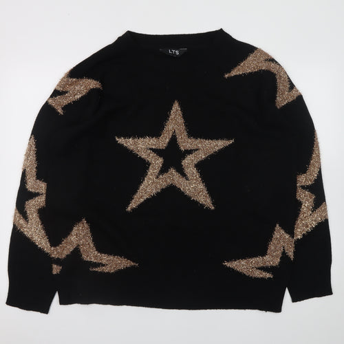 LTS Women Black Star Glitter Knit Pullover Jumper Size 18-20
