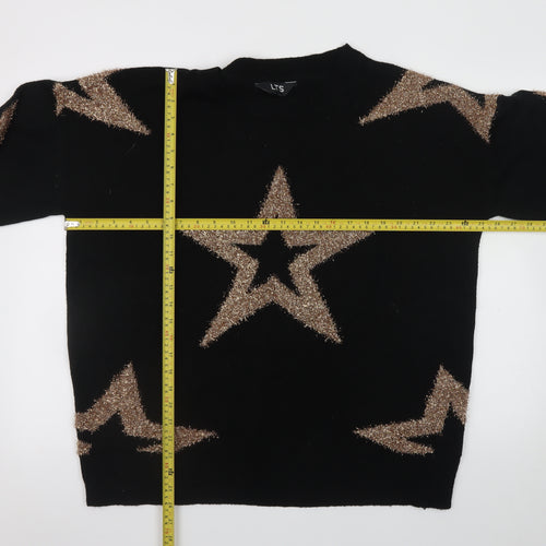 LTS Women Black Star Glitter Knit Pullover Jumper Size 18-20