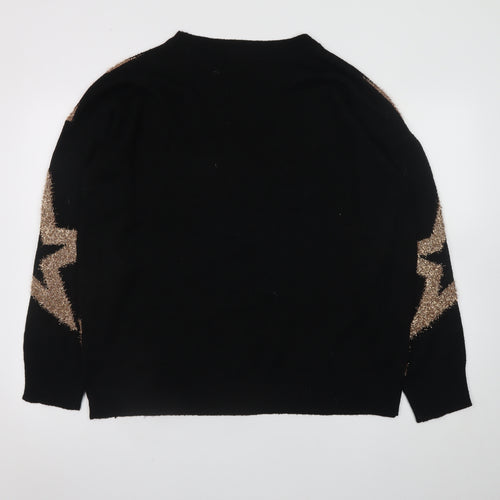 LTS Women Black Star Glitter Knit Pullover Jumper Size 18-20