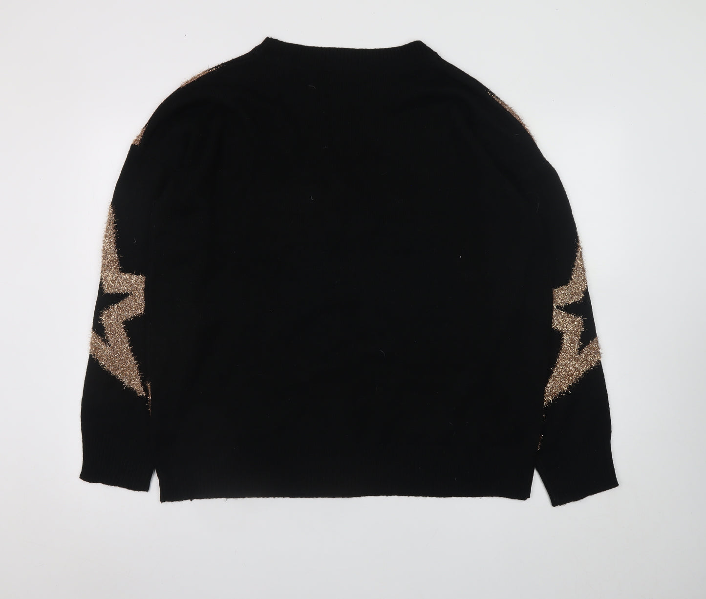 LTS Women Black Star Glitter Knit Pullover Jumper Size 18-20