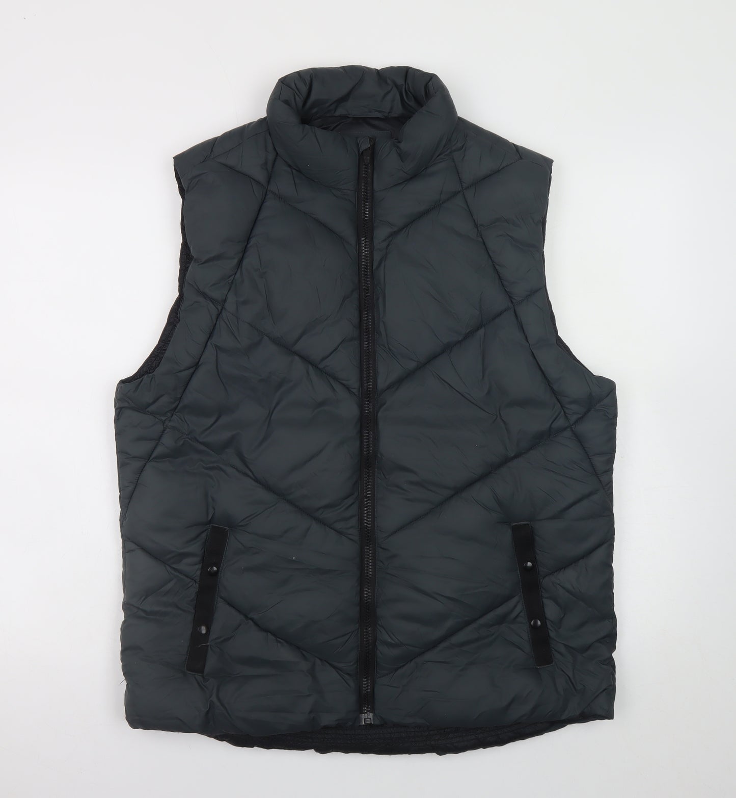 Gap Men's Black L Puffer Waistcoat Regular Fit Nylon Lightweight