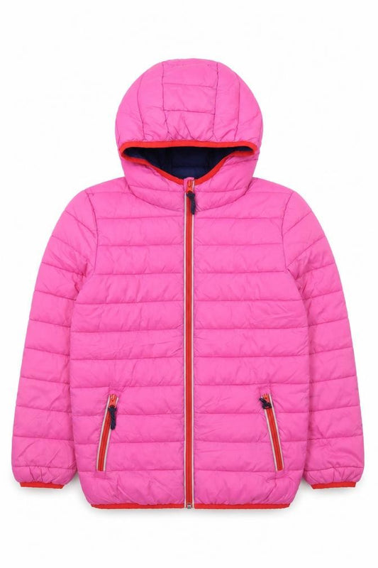 Boden Girls Pink Hooded Puffer Jacket 9-10 Years Quilted Zip Winter Coat