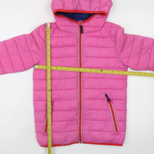 Boden Girls Pink Hooded Puffer Jacket 9-10 Years Quilted Zip Winter Coat