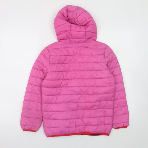 Boden Girls Pink Hooded Puffer Jacket 9-10 Years Quilted Zip Winter Coat