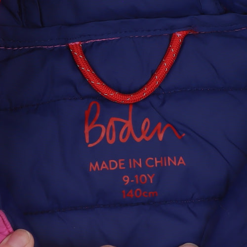 Boden Girls Pink Hooded Puffer Jacket 9-10 Years Quilted Zip Winter Coat