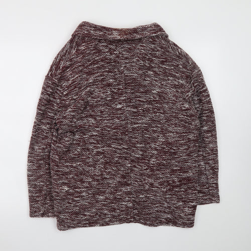 Stradivarius Womens Red Knit Coatigan Size 14 Long Sleeve Casual