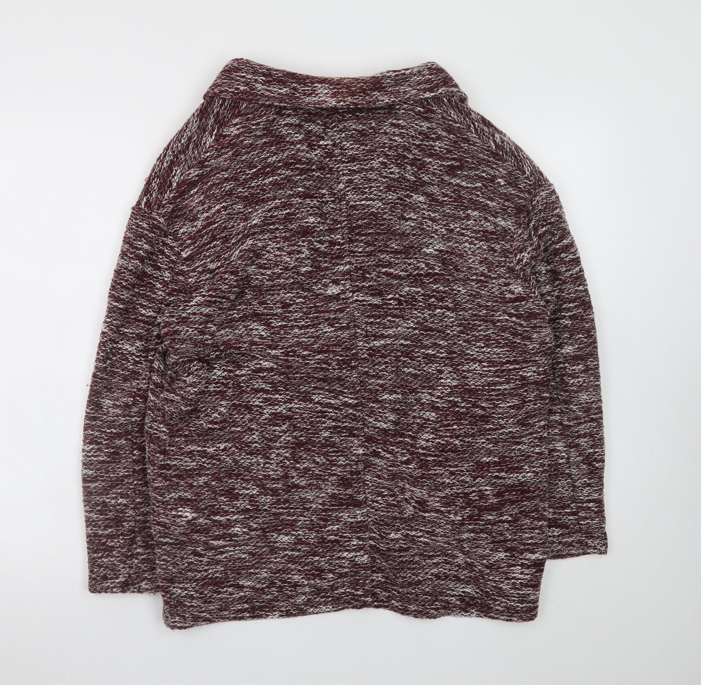 Stradivarius Womens Red Knit Coatigan Size 14 Long Sleeve Casual