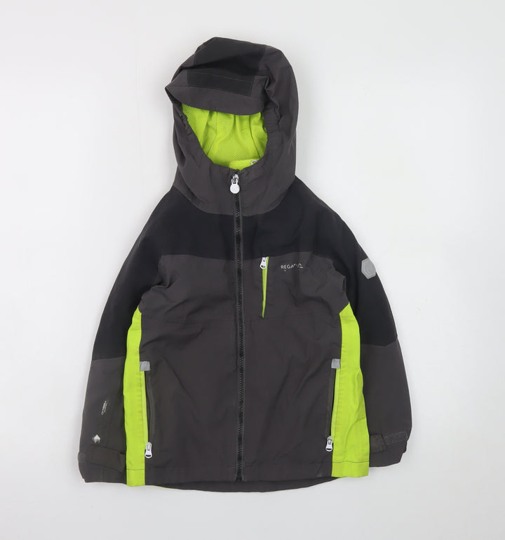 Regatta Boys Grey Waterproof Hooded Rain Coat Jacket 5-6 Years