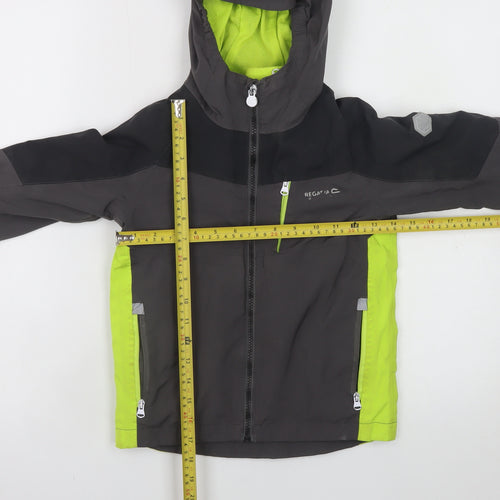 Regatta Boys Grey Waterproof Hooded Rain Coat Jacket 5-6 Years