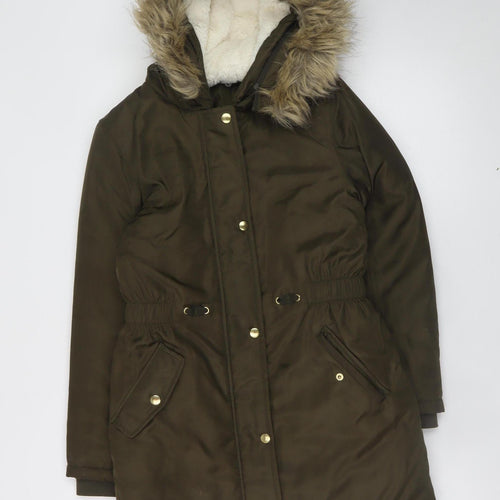 Bluezoo Teens Brown Faux Fur Hooded Parka Coat Size 12