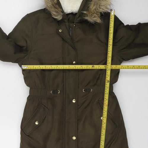 Bluezoo Teens Brown Faux Fur Hooded Parka Coat Size 12