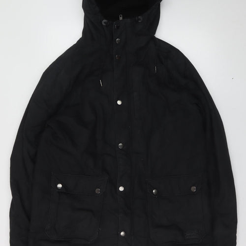 H&M Divided Men's Black Cotton Hooded Parka Jacket Size M