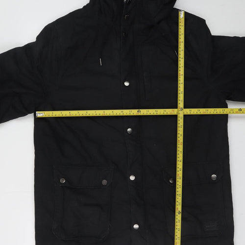 H&M Divided Men's Black Cotton Hooded Parka Jacket Size M