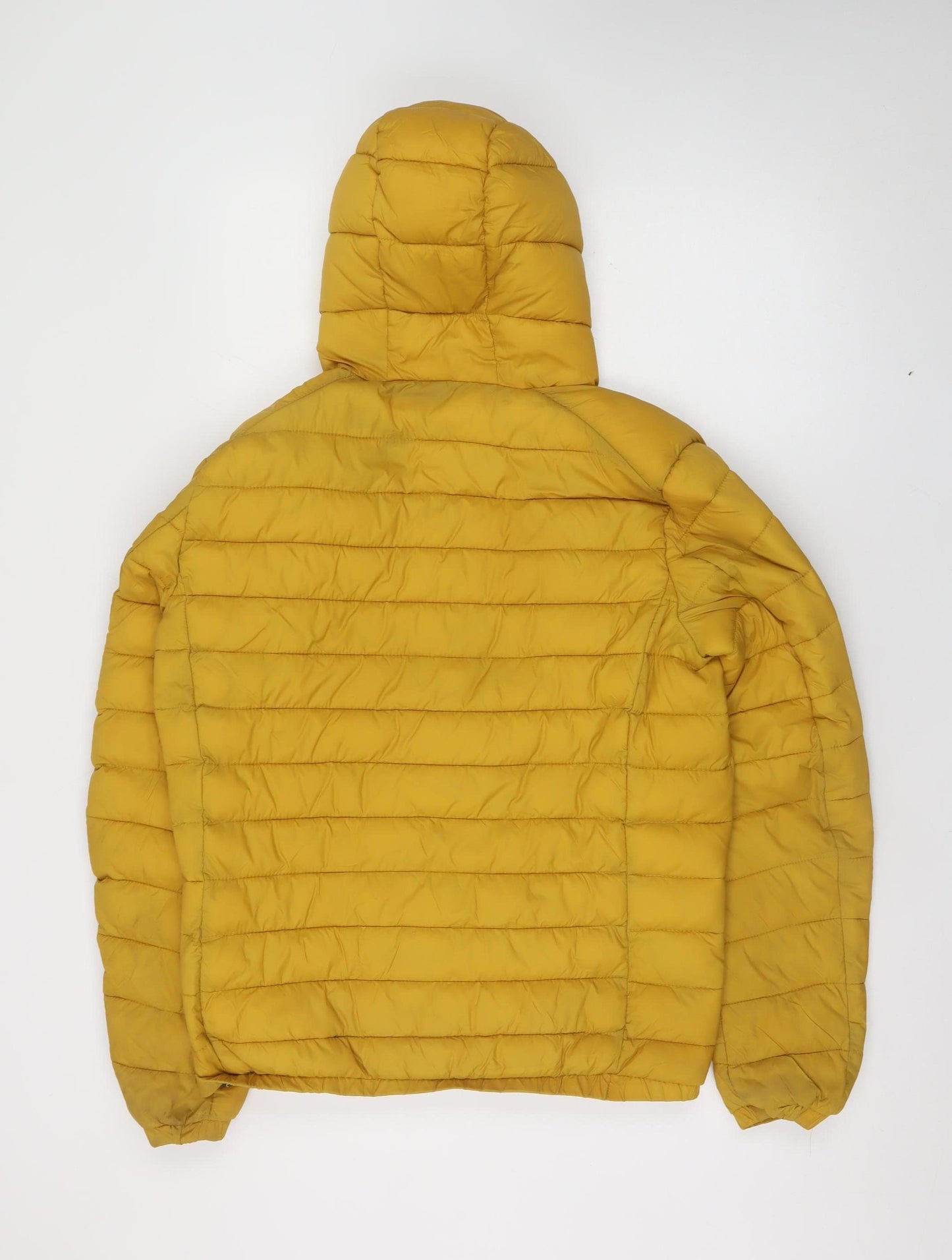 Joy@Spirit Women Yellow Hooded Puffer Jacket S Quilted Zip