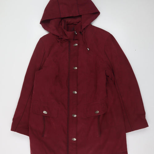 Anna Rose Women's Red Hooded Long Parka Coat Size M