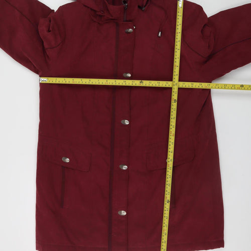 Anna Rose Women's Red Hooded Long Parka Coat Size M
