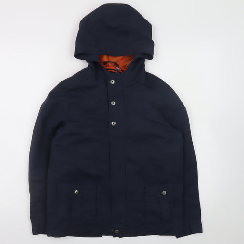 Vertbaudet Boys Blue Hooded Parka Coat 11-12 Years Lined Water Resistant
