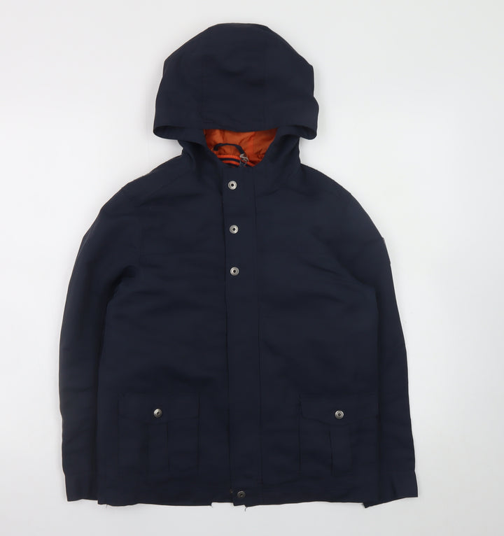 Vertbaudet Boys Blue Hooded Parka Coat 11-12 Years Lined Water Resistant
