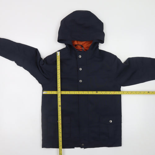 Vertbaudet Boys Blue Hooded Parka Coat 11-12 Years Lined Water Resistant