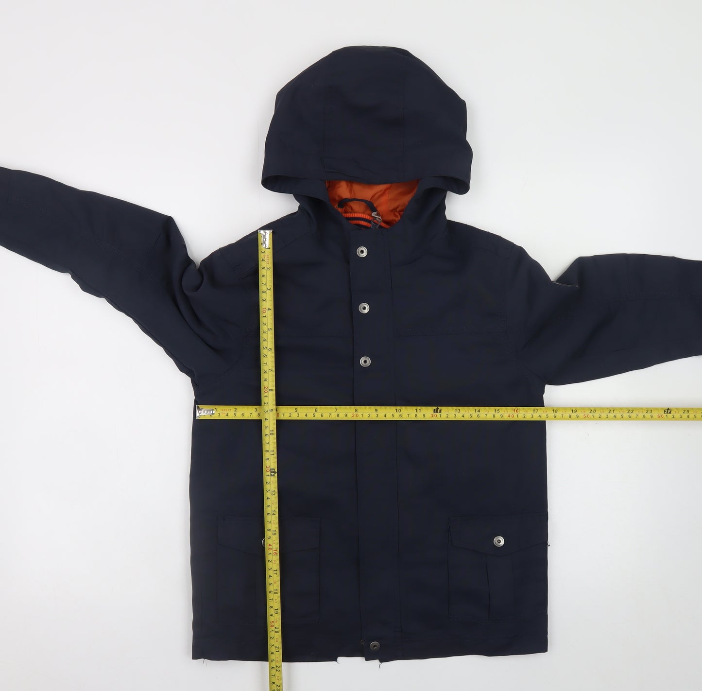 Vertbaudet Boys Blue Hooded Parka Coat 11-12 Years Lined Water Resistant