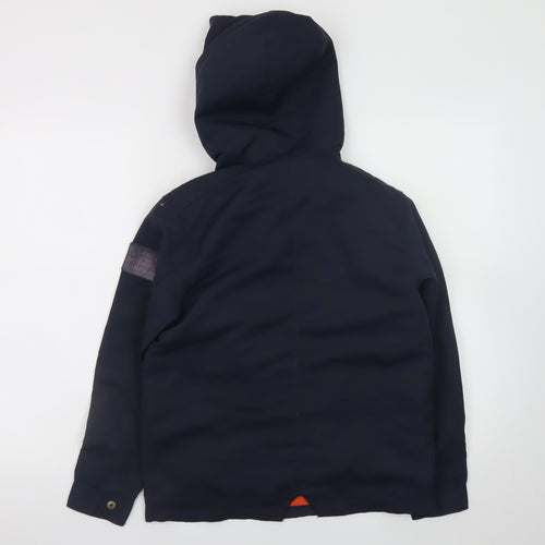 Vertbaudet Boys Blue Hooded Parka Coat 11-12 Years Lined Water Resistant