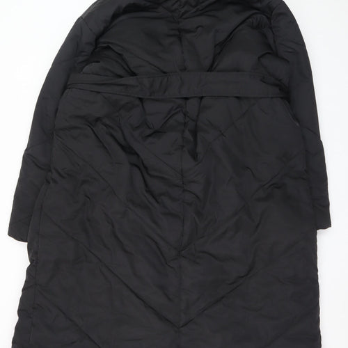 In The Style Women's Black Long Belted Puffer Coat UK 20
