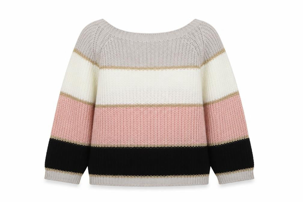 Lulua London Women's Multicoloured Striped Chunky Knit Jumper Size S