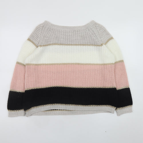 Lulua London Women's Multicoloured Striped Chunky Knit Jumper Size S