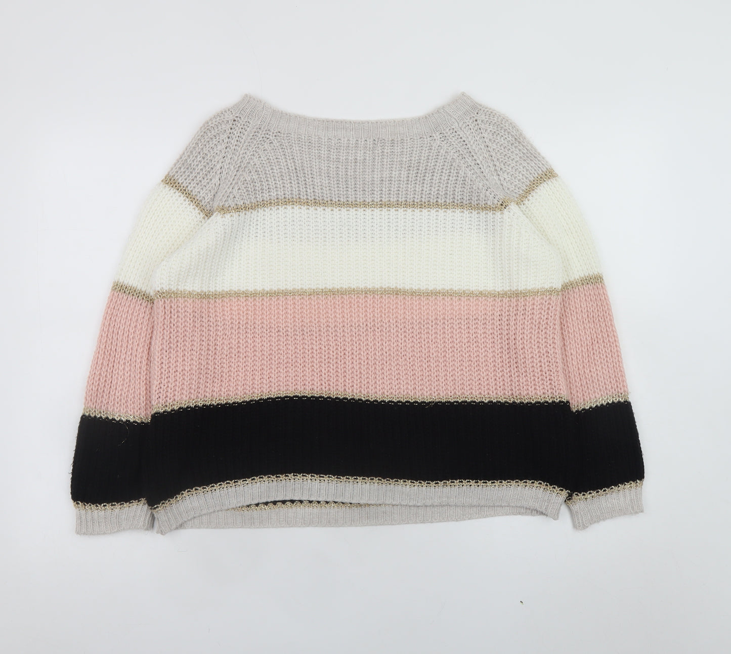 Lulua London Women's Multicoloured Striped Chunky Knit Jumper Size S